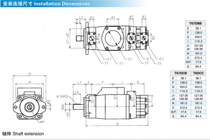 Durable High Pressure Vane Pump Denison T6 T7 Series With One Year Guarantee