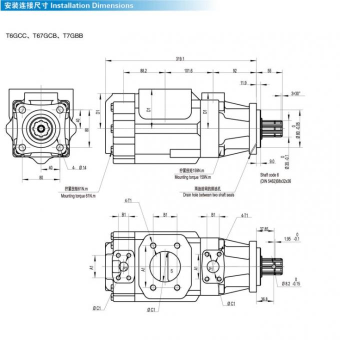 Parker T6GCC Series Hydraulic Industrial Vane Pump Dump Truck Parts